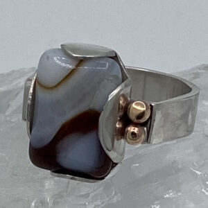 Zilver 925 damesring met steen en tombak