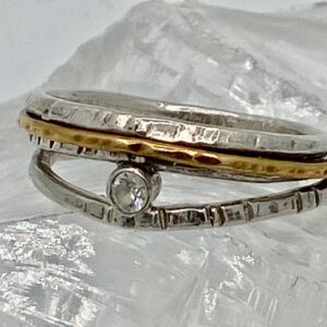 damesring zilver 925 met zirkoon steentje en tombak