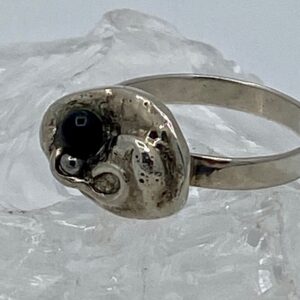 Damesring zilver 925 fantasie met glazen en zilveren bolletjes