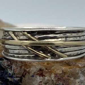 Heren/damesring zilver 925 en goud